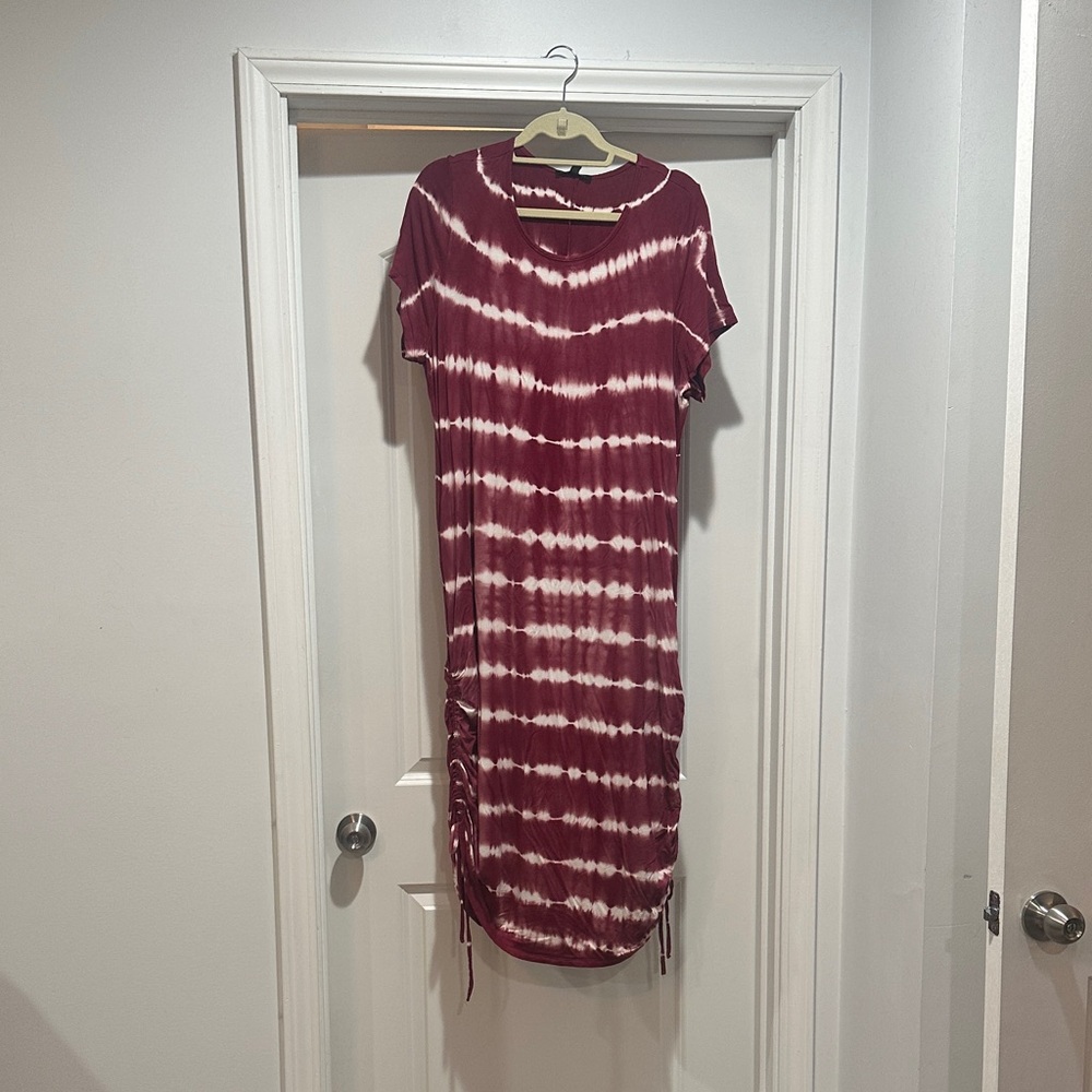 Lane Bryant Burgundy Tie-Dye Midi Dress